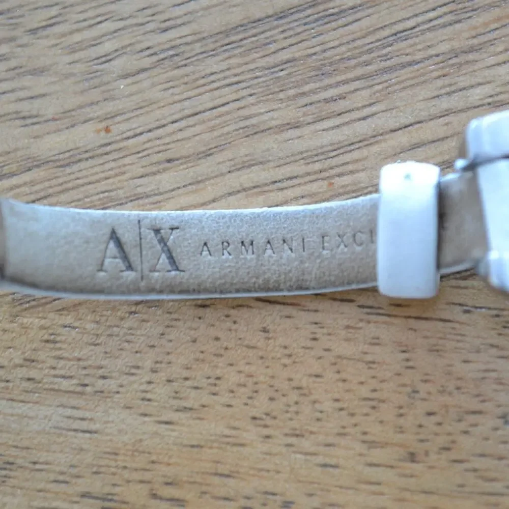 Armani Exchange Bangle Ladies Silver Tone White Band Watch AX4124